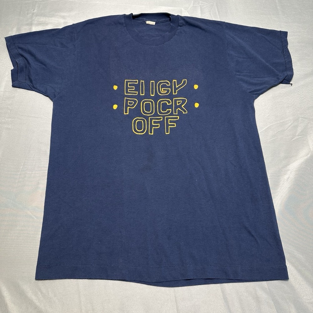 80's Single Stitch Tee Humor Quote Foldable XL Screen Stars Vulgar Blue USA